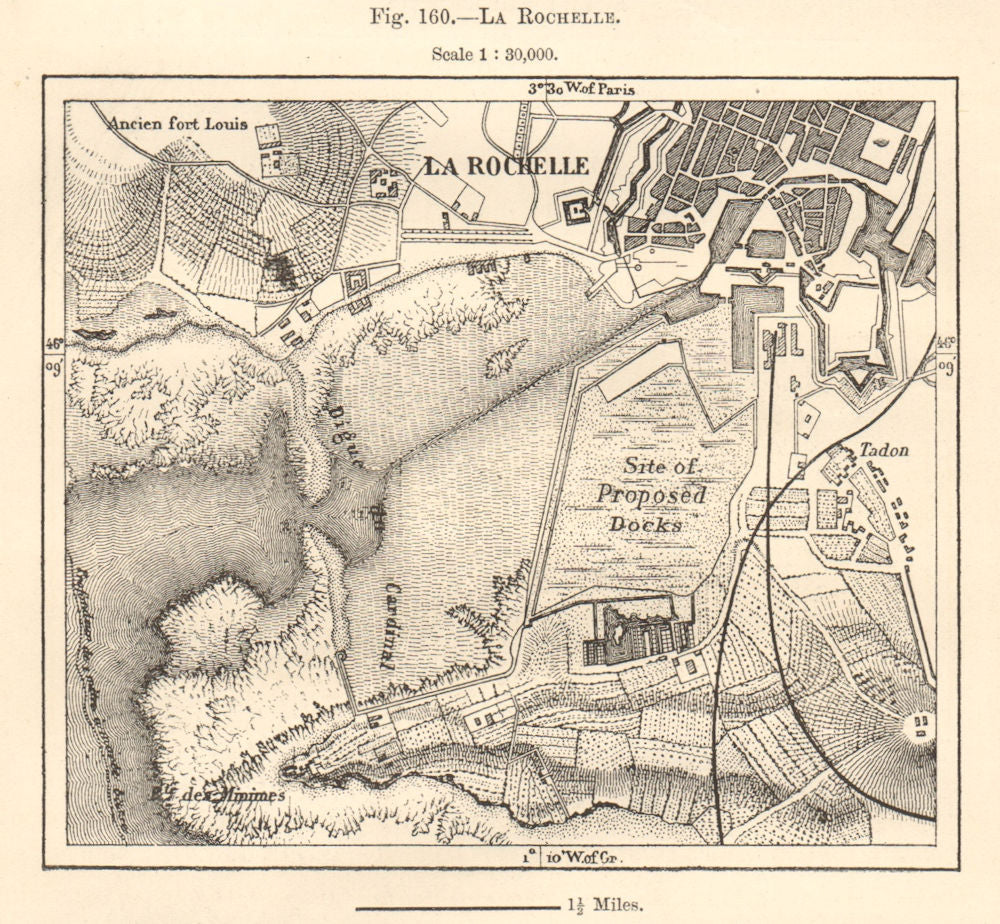 La Rochelle plan. Proposed Docks. Charente-Maritime. Sketch map 1885 old